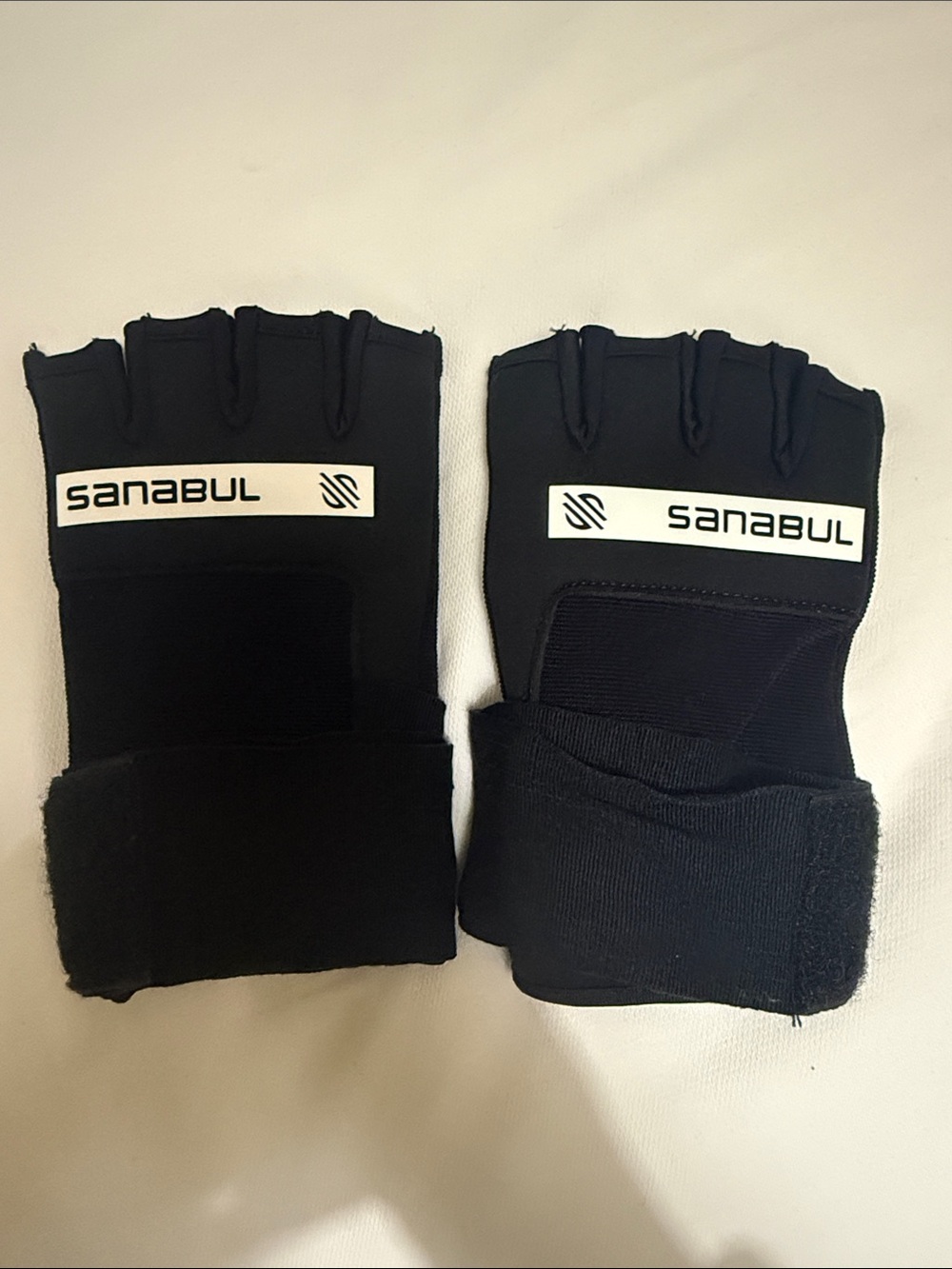 Sanabul Black Half-Finger Training Gloves with Wrist Wraps